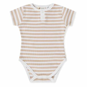 Snuggle Hunny Kids Organic Cotton Short Sleeve Body Suit - Pebble Stripe