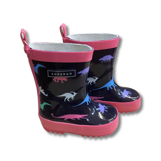 Navy and Pink Dinosaur Rain Boots - Korango